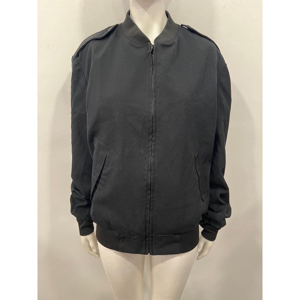 Navy JROTC Military Academy Bomber Jacket Mens 40 REG Black Full Zip Epaulettes